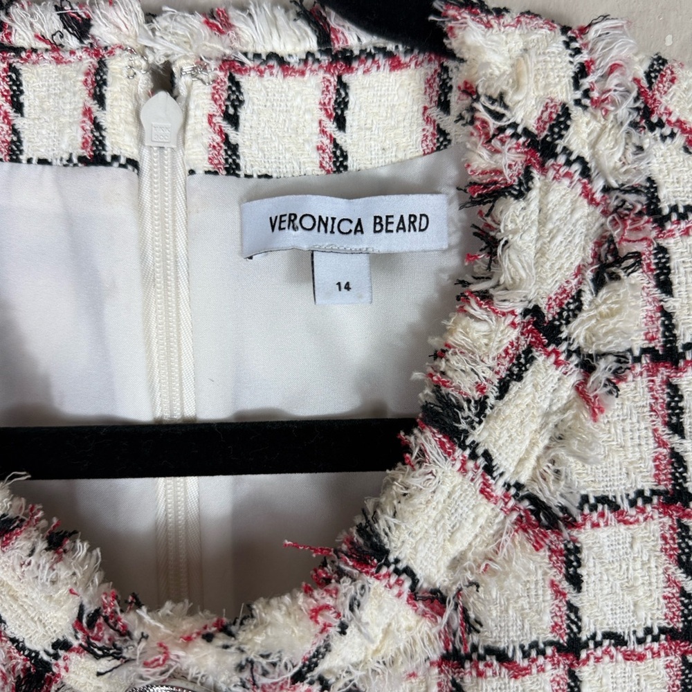 Veronica Beard White Tweed Mini Plaid Laurel Sleeveless Dress - Picture 5 of 10